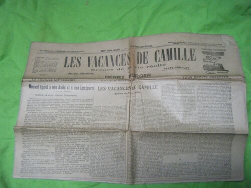 La Feuille Littéraire 266 Les Vacances De Camille Scènes De Vie Réelle Par Henry Murger