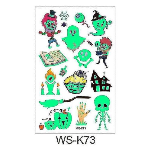 1 Autocollant De Tatouage Lumineux Pour Halloween, Vert Fluorescent, Pour Visage D'enfant, 2022, Ws-K69