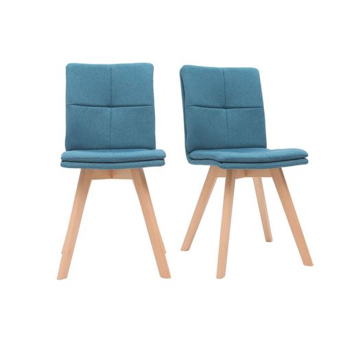 Chaises Scandinaves Bleu Et Bois Clair (Lot De 2) Thea