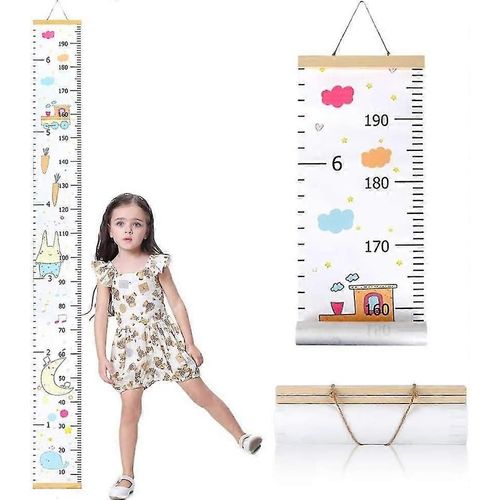 Toise De Croissance Pour Enfants | Règle De Mesure Murale Pour Bébé En Bois Et Toile | Règle Murale Pour Garçons Et Filles | 200 X 20 Cm | Idéal Pour Les Tout-Petits