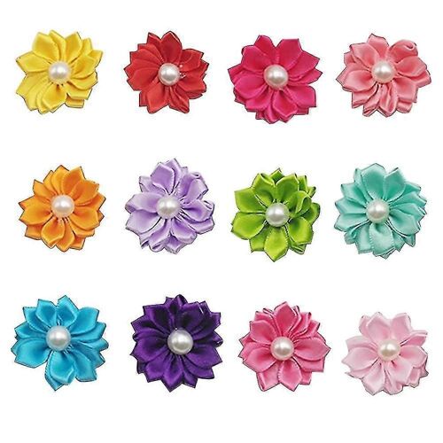 10pcs Mignon Poils De Chien Avec Élastique Fleur De Perle Noué Chien Bow Pet Produits De Toilettage