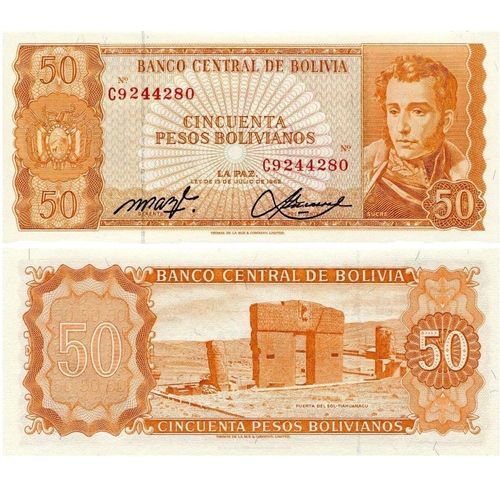 Billet De Bolivia 50 Bolivanos