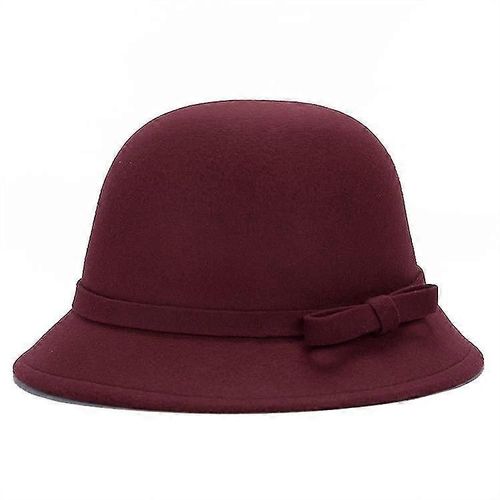 Chapeau Melon Vintage En Feutre De Laine Avec N?ud Papillon Pour Adulte