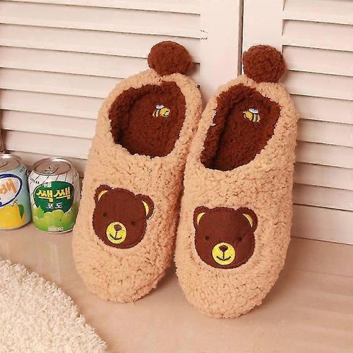 Chaussons Mignons Pour Femmes, Chaussons D'hiver Chauds Avec Motif Ours