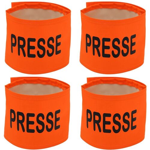 Lot 4 Brassards De Sécurité Haute Visiblité - Presse - Orange Fluo
