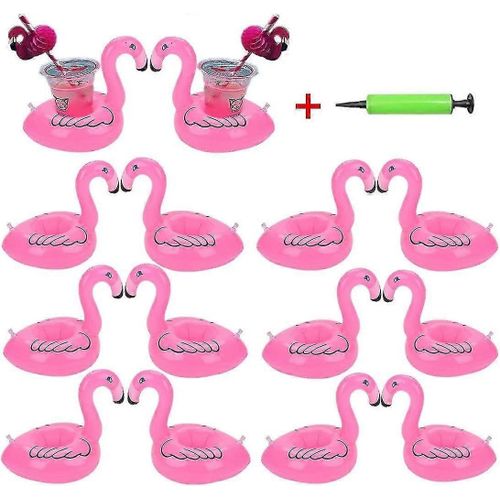 Lot De 14 Porte-Gobelets Gonflables En Forme De Flamant Rose Pour Piscine