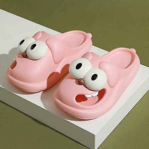 Chaussons Moelleux En Peluche Pour Femme, Chaussures D'hiver Chaudes Et Moelleuses, Motif Dessin Animé, Chien Aux Grands Yeux, Confortables, En Coton, Taille 36
