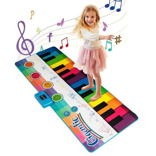 Costway Tapis De Piano Musical Pour Eveil - 8 Sons D'instruments,Musique Intégrée,Fonction D'enregistrement Et De Lecture