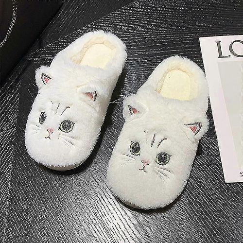 Chaussons D'hiver En Coton Chaud Pour Femme, Motif Chat Mignon, Pour La Maison Et L'intérieur, Chaussons De Sol, Chaussures Pour Femme, Animaux, Fourrure, Taille 40