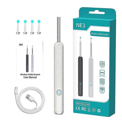 Cure-Oreilles Visuel 36 Mm, Version Wi-Fi, Application Mobile, Miroir Auriculaire Hd, Cure-Oreilles Lumineux, Outils De Cure-Oreilles, Blanc Standard 