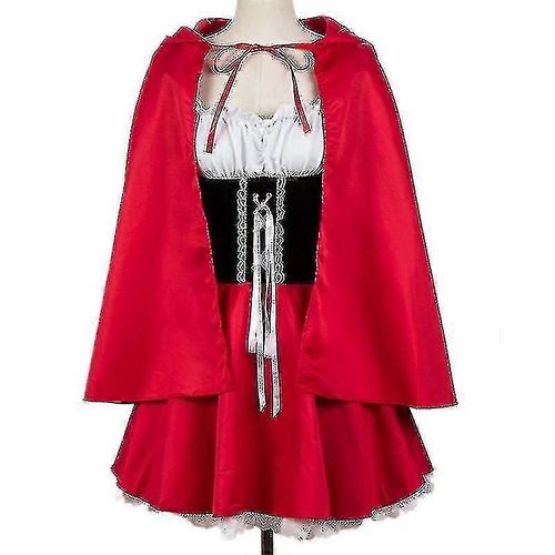 Xs-6xl Deluxe Adulte Petit Chaperon Rouge Costume Avec Cape Femmes Déguisement Halloween Party Princesse Déguisement-Adulte-M-Chaperon Rouge-Femelle
