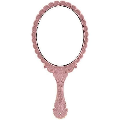 Miroir À Main Vintage - Miroir De Maquillage Ovale Floral Miroirs À Main - Miroir De Maquillage Compact Et Portable Rose 
