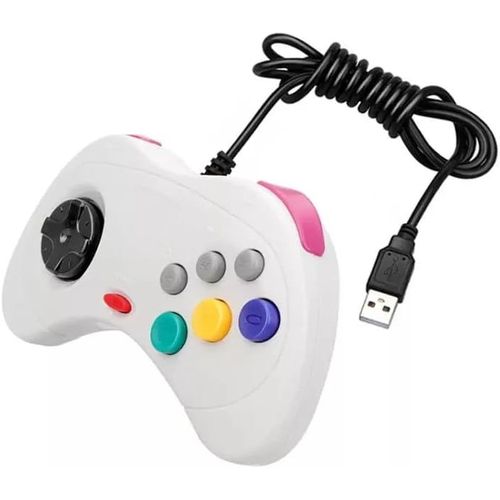 Kal-Manette De Jeu Filaire Usb Pour Pc Windows, Style Saturn, Compatible Jeux De Combat Et Plateformes 2d, Blanc