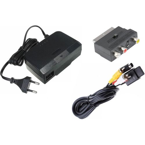 KAL-Chargeur Secteur Pour Alimentation, Câble Audio Video S-Video Et Adaptateur Peritel Compatible Avec La Console Nintendo 64 - N64
