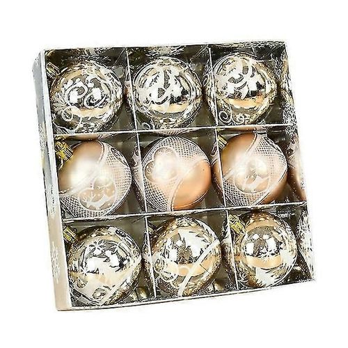 Lot de 9 boules de Noël en or rose de 6 cm, décorations à suspendre pour sapin de Noël, décoration de Nouvel An, champagne