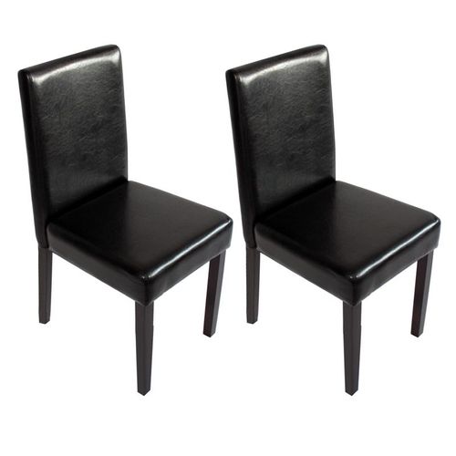 Lot De 2 Chaises De Séjour Littau   Simili-Cuir, Noir, Pieds Foncés