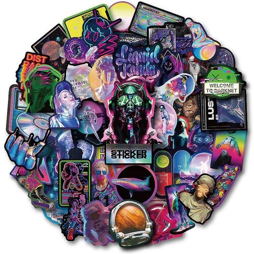 Lot de 100 autocollants néon en vinyle style graffiti, décoratifs pour ordinateur portable, valise, moto, skateboard, voiture, snowboard, bagages