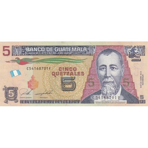 Billet De 5 Quetzals, Guatemala, Année 2018