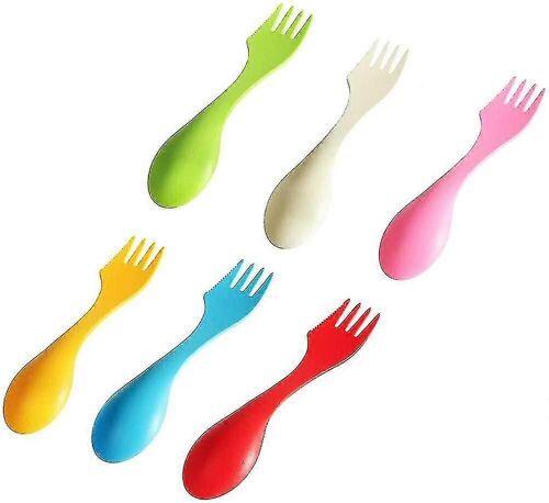 6 Morceaux De Plastique Spork, Couverts De Camping En Plastique Trois En Un Légers Et Solides, Cuillère Extérieure Portable Pour Les Essentiels Du Camping, Fourchettes En Plastique A