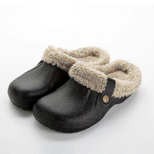 Sabots Pour Femmes, Mules En Polaire, Col Chaud, Sandales D'hiver En Caoutchouc, Pantoufles Confortables - Eu37