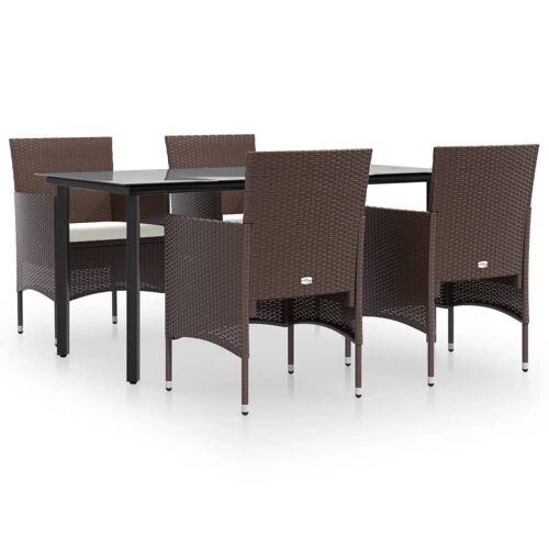 Vidaxl Mobilier De Salle À Manger De Jardin Coussins 5 Pcs Marron/Noir