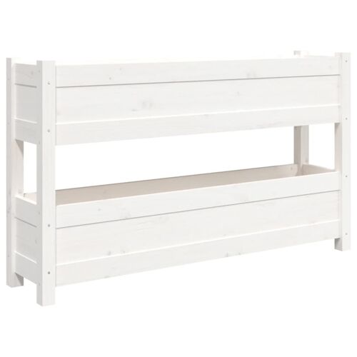Vidaxl Jardinière Blanc 112x25x66 Cm Bois Massif De Pin