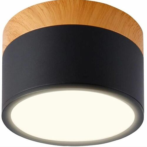 Spot de plafond rond LED noir blanc chaud en aluminium 12 W 4000 K, 11 x 7,5 cm, noir