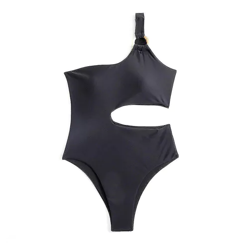 Maillot De Bain Une Pièce Pour Femme, Maillot De Bain Côtelé Ajouré À Une Épaule