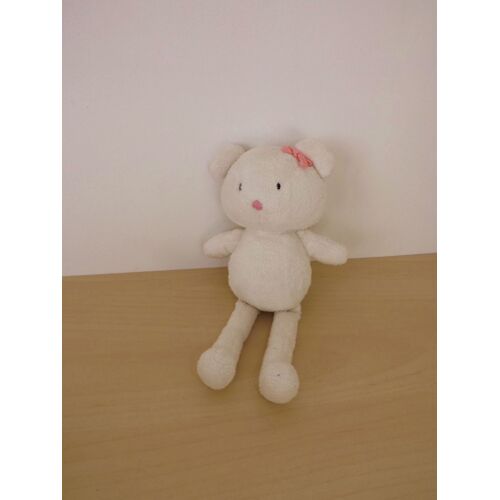 Doudou Ours Oursonne Blanc Rose Sergent Major