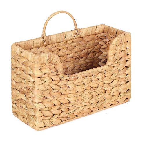 Porte-revues mural en jacinthe d'eau tissé à la main - Organisateur suspendu pour courrier, journaux et magazines,