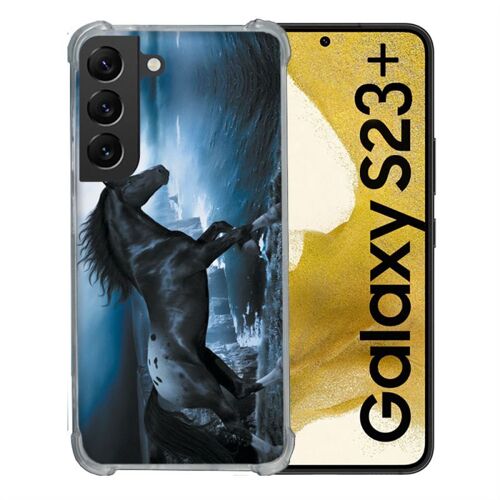 Coque Renforcée En Verre Trempé Pour Samsung Galaxy S23 Plus Animal Cheval Noir