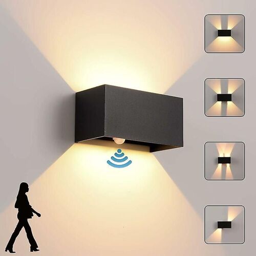 Applique murale intérieure/extérieure avec détecteur de mouvement, applique murale LED moderne 24 W, étanche IP65, blanc chaud 3 000 K, faisceau réglable A