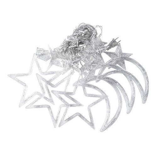 Guirlande Lumineuse De Noël Avec Lune Et Étoiles, Alimentée Par Usb Et Piles, Pour Fenêtre Intérieure