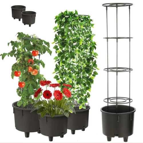 2x Insert De Pot Insert Support De Fleurs Ø28,5cm Avec Cadre Amovible Pour Plantes Grimpantes Modulaire Pour Tomates Jardin Balcon