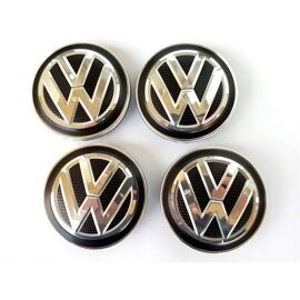 4 Pièces 5g0601171 Cache Moyeu Jante 65 Mm Noir Argent Centre De Roue Emblème