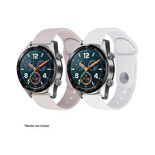 Bracelet Ibroz Samsung/Huawei Softtouch 22mm Blanc+Rose