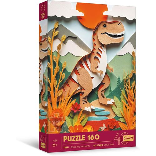 FEW-- Puzzle Effet 3D, Dinosaure - 160 éléments - 40e Anniversaire , Puzzle Coloré avec des Animaux, pour Les Enfants à partir de 6 Ans