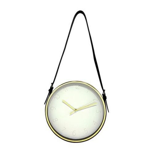Horloge ronde à lanière blanc doré 30,5x30,5cm - Taille unique