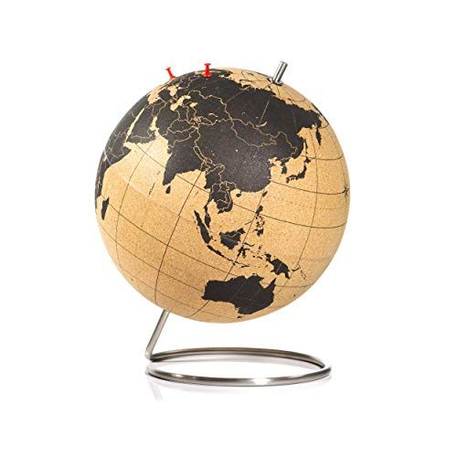 Suck Uk Large Desktop Cork Globe | Push Pins Included | Educational World Map | Travel Accessories | Adventure Memories Display, Brownblack