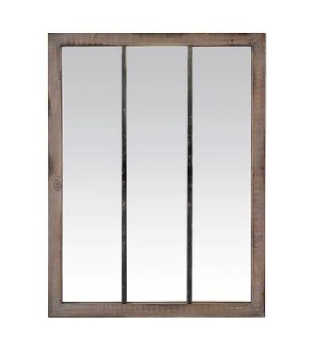 Miroir industriel 3 bandes en bois et métal rouillé 85x113cm - Taille unique