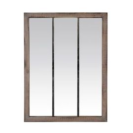Miroir industriel 3 bandes en bois et métal rouillé 85x113cm - Taille unique