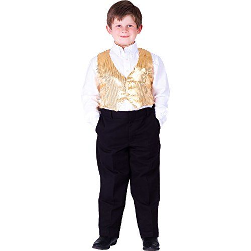 Dress Up America Kids Sequin Vest (Small Gold)