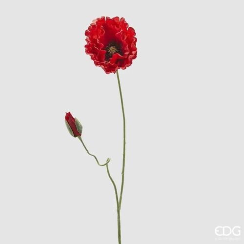 Edg Ramo Di Papavero Artificiale Con Bocciolo H80cm Rosso, Casa, Accessori Decorativi, Fiori Artificiali