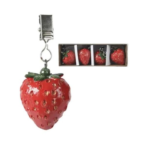 4 MORSETTI PER LA TAVOLA A FORMA DI FRAGOLA 4CM CUCINA CASA