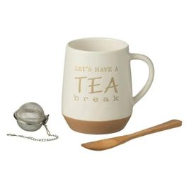 Tasse Avec Cuillère Et Boule À Thé "Tea Break" 23cm Blanc