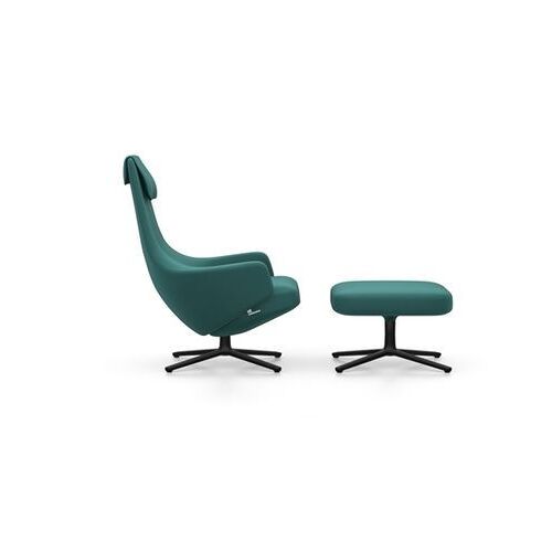 Fauteuil Repos nouvelle édition & ottoman - noir basique enduit de poudre - Cosy2 pétrole - Hauteur du siège 45 cm - Taille unique