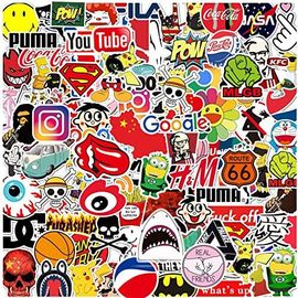 Pack d'autocollants pour ordinateur portable 100 pièces, autocollant à la mode autocollants uniques cool bouteille d'eau cahier guitare planche à roulettes voyage autocollants pour enfants