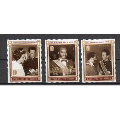 Burundi- Série De 3 Timbres Neufs Poste Aérienne- Visite Des Souverains Belges Au Burundi