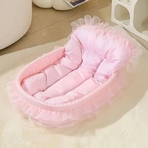 Lit Pour Chat Confortable Avec Bords Décoratifs En Dentelle,Parfait Pour Un Sommeil Confortable Et Un Jeu De Loisirs,Un Lit Confortable Pour Animaux De Compagnie,Un Lit Pour Cha.Pink.