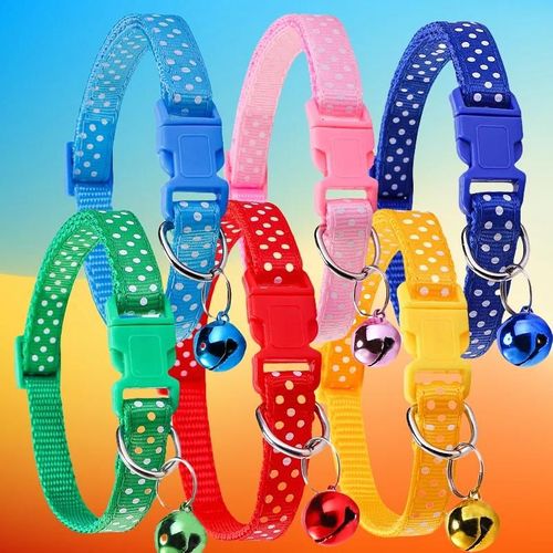6 Pièces/Ensemble Collier De Chat Mode Point Petit Collier Pour Animaux De Compagnie Peut Réglable 7-12 Pouces Collier Avec Cloche.Multicolor.One Size
